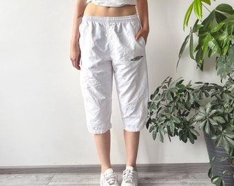 Vintage Y2K 00's 2000's Umbro White Jorts Tuta Pantaloni Capri | Blokette Sports Spice Style | Taglia M