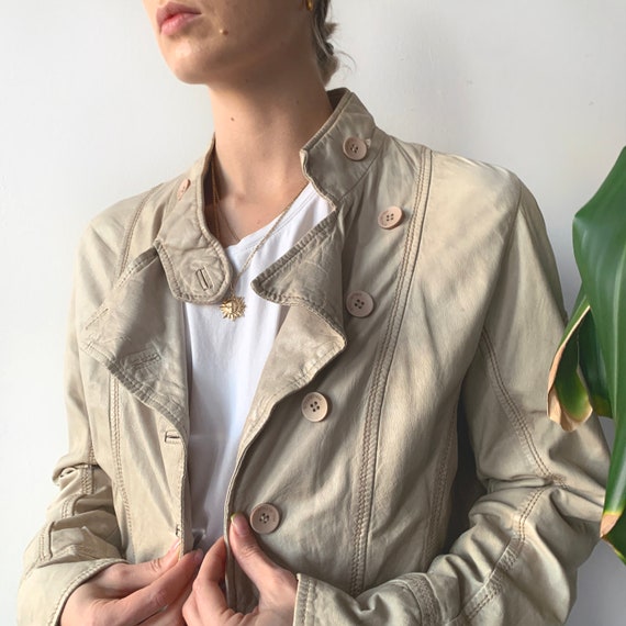 Vintage 90s Unisex Autumn Fall Classic Beige Real… - image 3