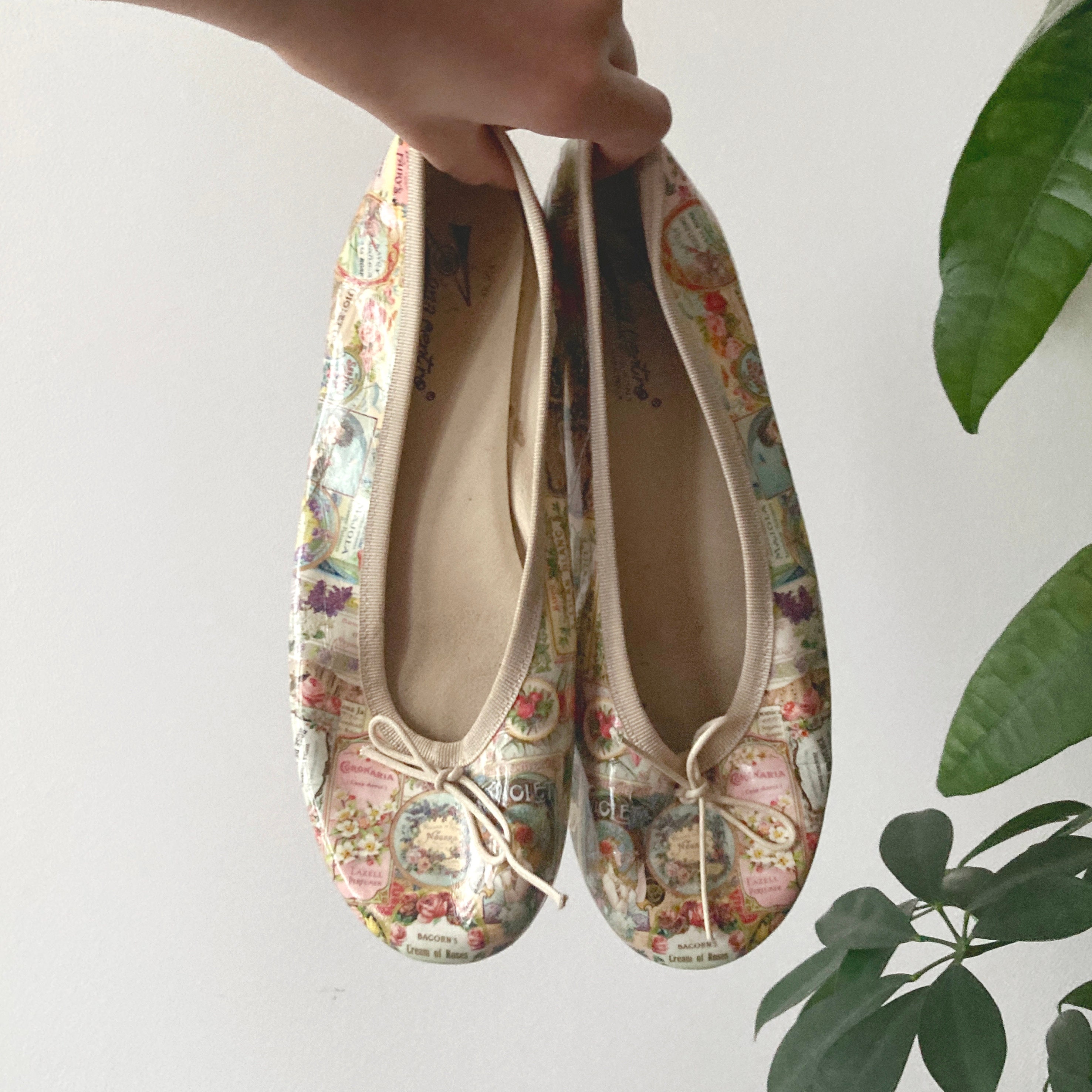 Vintage anni 00 2000 Y2K Unico Beige Multicolor Grafica Balletcore Coquette Ballerine Scarpe con Fiocchi Taglia EU39 UK 5.5 Etsy Italia