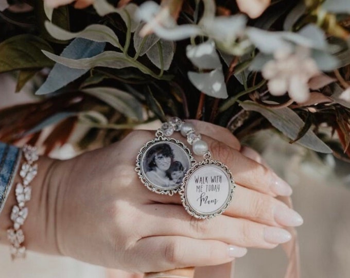 Photo Bouquet Charm/Bridal Charm/Wedding Charm/Flower Charm/Gift For Her/Bride/Thinking Of You/Something Blue/Locket/Memorial/Good Luck