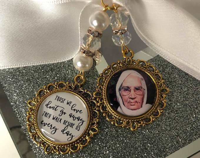 Indian Asian wedding gold loving memory charm locket brooch.Personalised photo.wedding,bride.memorial keepsake,those we love dont go away