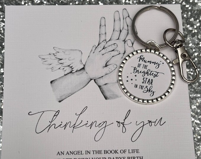 Miscarriage/Still Born/Memory Keyring/Chain/Sentimental Backing Card/Thinking Of You/Sorry For Your Loss/Memorial/Hug Token/Mother/Mom/Mum