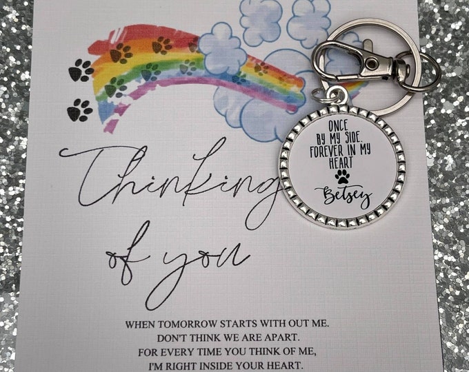Pet/Dog/Cat/Animal/Memory Keyring/Key Chain/Sentimental Backing Card/Thinking Of You/Sorry For Your Loss/Memorial/Hug Token/
