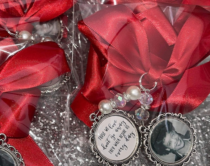 Those we love dont go away they walk beside us every day. loving memory charm locket brooch.Personalised with any photo.bride, wedding.