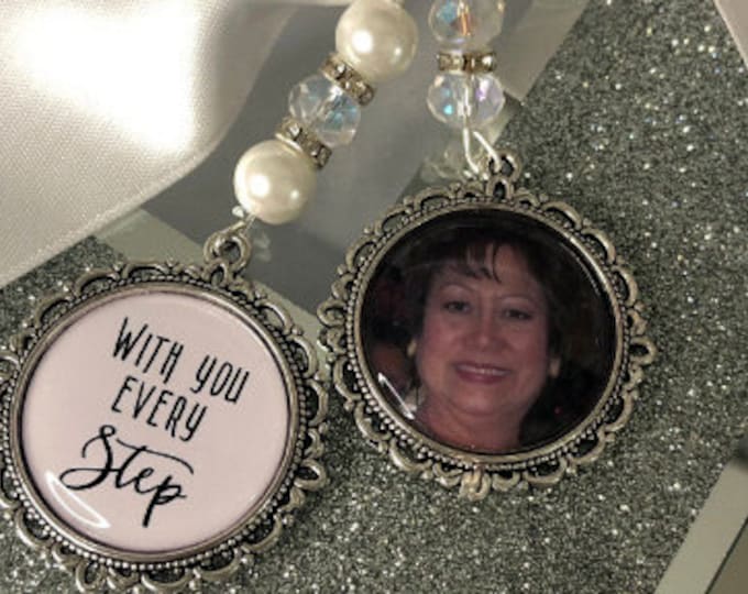 Memory memorial heaven charm bridal bouquet heaven so far away those we love dont go away photo pearl beads with you every step