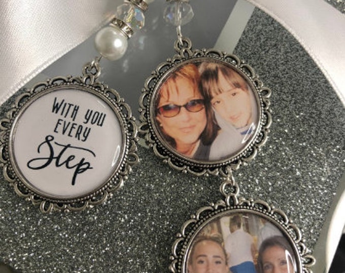 Memory memorial heaven charm bridal bouquet heaven so far away those we love dont go away photo pearl beads with you every step