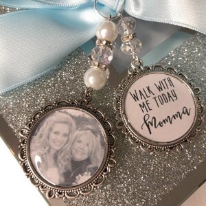 Memorial Photo Bouquet Charm, Swarovski Pearl Wedding Keepsake
