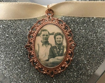 Rose Gold Oval Wedding Bridal Bouquet Charm/Shower/Brooch/Personalised/Any Photo/Memorial/Keepsake/Wedding Flowers/Bride/Memory/Remembrance