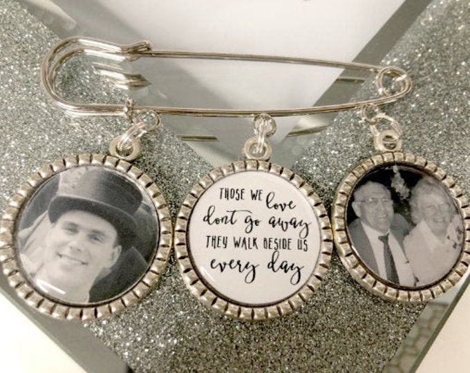 Memorial Memory wedding photo charm kilt pin bouquet charm groom boutonniere personalised those we love don't go away gift for him her bride