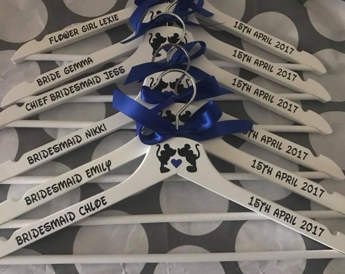 Personalised wedding dress hanger. Disney Mickey Minnie Vinyl transfers sticker personalized custom hanger DIY. Hanger NOT included. Bride