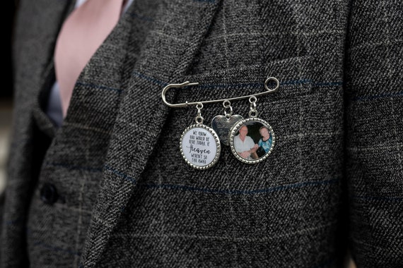 Photo Groom Suit Jacket Pin/Wedding Photo Charm/Kiltpin/Personalised/Gift For Him/Memorial/Remembrance/Heaven/Coat Pin/In Memory/Safety Pin