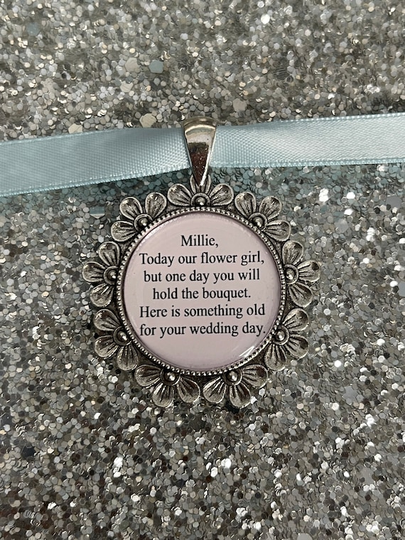 Bridesmaid flower girl charm gift bouquet charm today keepsake thank you locket brooch something old one day you will hold the bouquet I Do