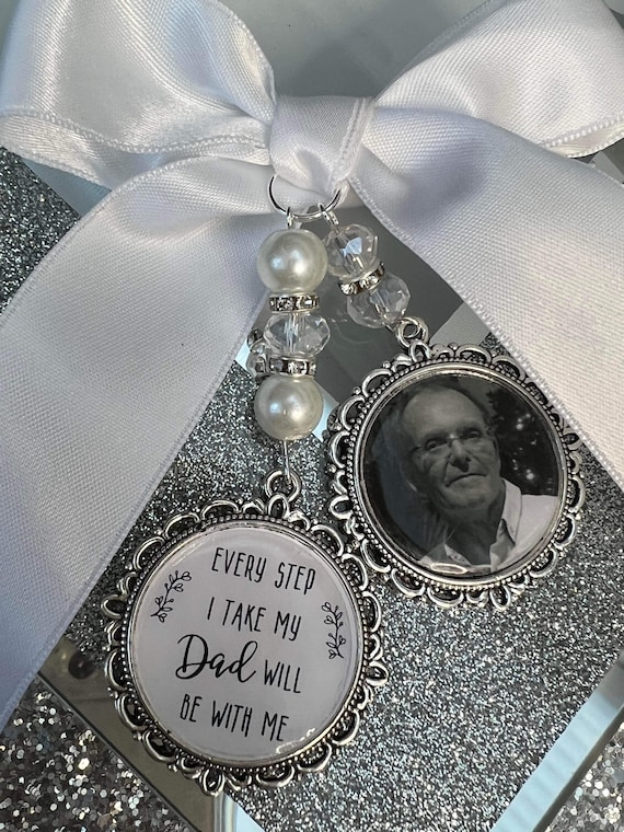 Every Step I Take/In Loving Memory/Memory Charm/Locket/Brooch/Personalised/Any Photo/Wedding/Bride/Memorial/Keepsake/Name