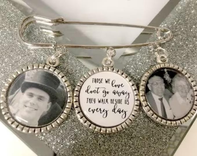 Custom Photo Lapel Kilt Pin Charms/Memorial Boutonniere/Personalized/Groom/In Memory/Picture Bouquet Charm/Those We Love Dont Go Away/sale