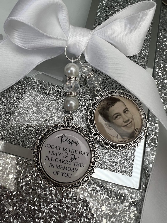 Today Is The Day I Say I Do/In Loving Memory/Memory Charm/Locket/Brooch/Personalised/Any Photo/Wedding/Bride/Memorial/Keepsake/Name/Mom/Dad