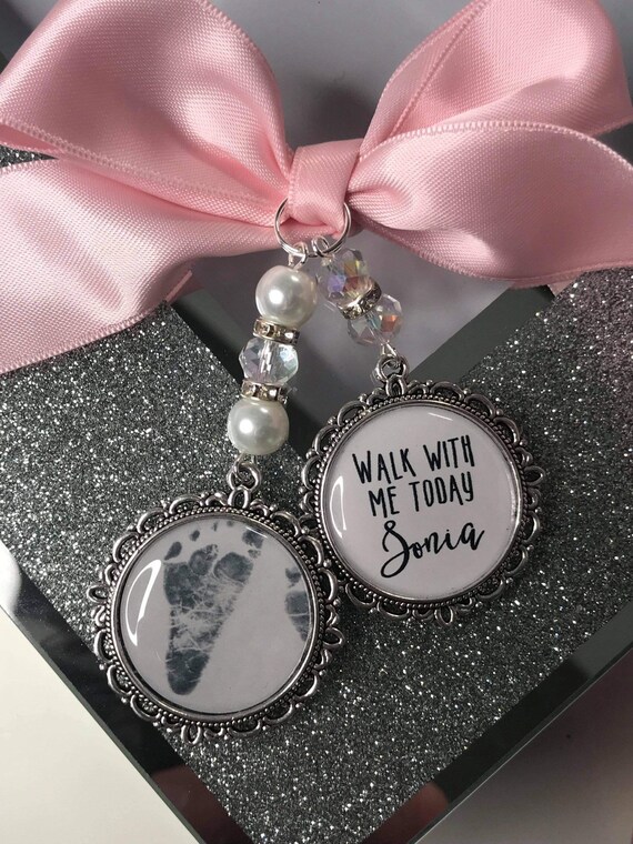 Walk with me today dad loving memory charm locket brooch.Personalised with any photo.Ideal for wedding,bride.memorial keepsake,Swarovski,