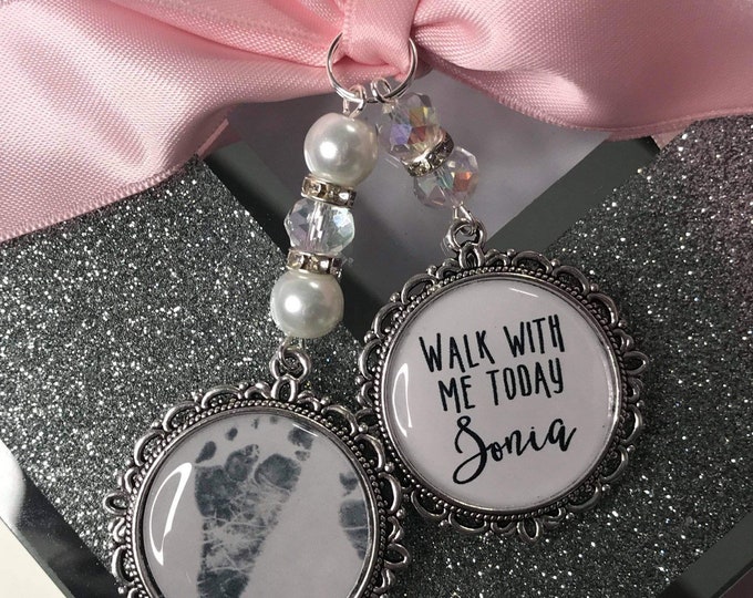 Walk with me today dad loving memory charm locket brooch.Personalised with any photo.Ideal for wedding,bride.memorial keepsake,Swarovski,