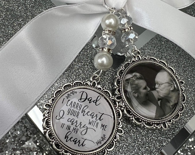 I Carry Your Heart With Me/In Loving Memory/Memory Charm/Locket/Brooch/Personalised/Any Photo/Wedding/Bride/Memorial/Keepsake