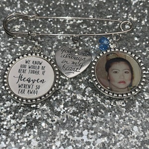 Custom Photo Lapel Pin with 3 Charms - Memorial Boutonniere - Personalized Groom In Memory Picture Bouquet Charm- Those we love dont go away
