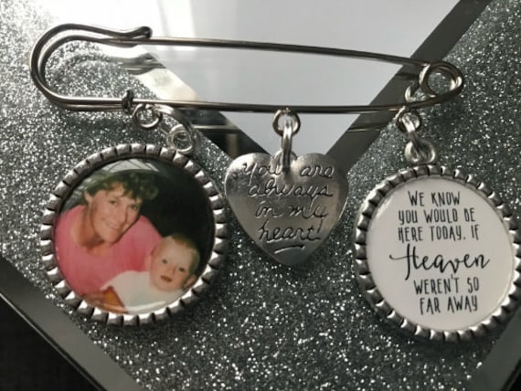 Memorial Memory remembrance wedding photo charm kilt pin bouquet charm,groom personalized personalised, keepsake, gift for her him bride