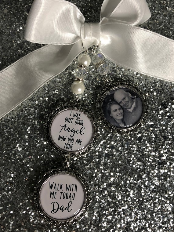 Personalised Memorial Photo Charm, Bridal Bouquet Locket Brooch