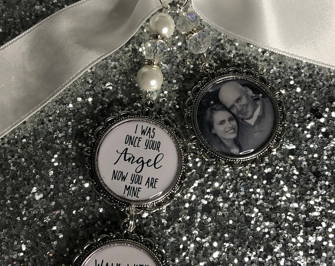 Walk with me today dad loving memory charm locket brooch.Personalised with any photo.bride, wedding.