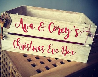 Personalised festive Christmas Xmas Eve Crate, Box, DIY Sticker transfer vinyl decal kit  -  (Crate not included - DIY Sticker kit only)