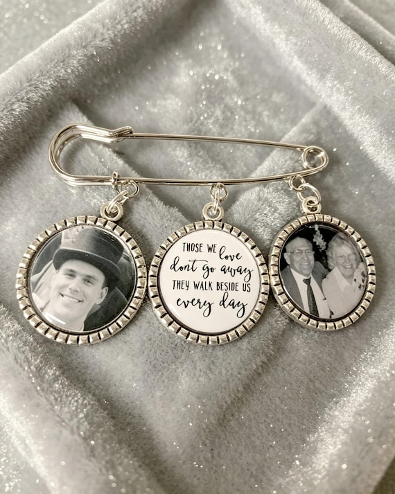 Memorial Memory wedding photo charm kilt pin bouquet charm groom boutonniere personalised those we love don't go away gift for him her bride