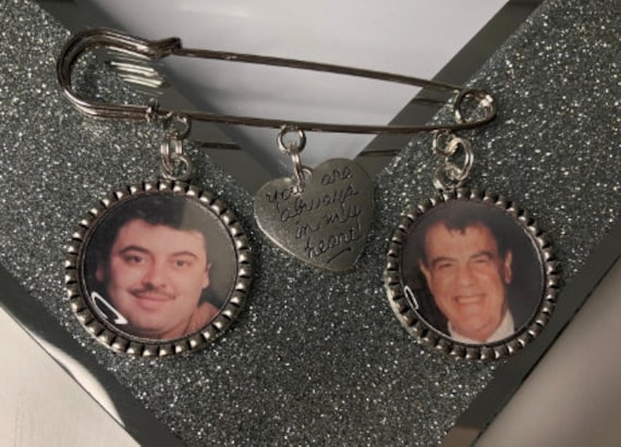 Personalised Photo Memorial Charm, Wedding Bouquet Pin