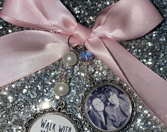 Walk with me today mom momma loving memory charm locket Personalised with any photo.Ideal for wedding,bride.memorial keepsake,Bouquet charm