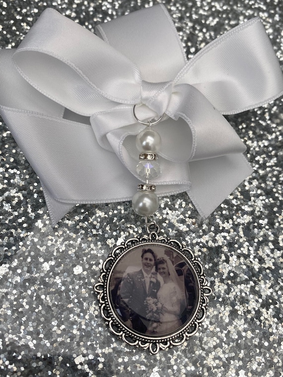 Personalised Loving Memory Memorial Charm/Locket/Brooch/Any Photo/Bride/Wedding/Walk With Me/Gift For/If Heaven Wasnt So Far/Remembrance