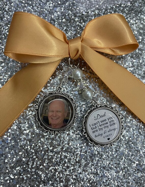 Heaven those we love memory bouquet charm Photo Charm Wedding Charm memory charm wedding bride something blue