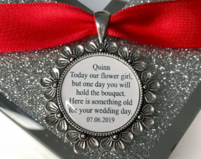 Personalised Wedding bouquet charm brooch something old pendant charm custom made keepsake gift bridesmaid flower girl maid of honour