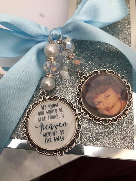 Memory heaven charm bouquet heaven weren't so far away wasnt so far away as seen in OK magazine poem and photo pearl beads something blue