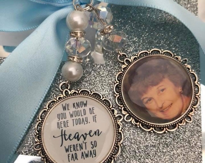 Memory heaven charm bouquet heaven weren't so far away wasnt so far away as seen in OK magazine poem and photo pearl beads something blue