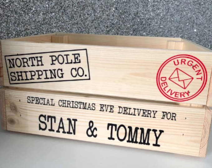 Personalised festive Christmas Xmas Eve Crate, Box, DIY Sticker transfer vinyl decal kit  -  (Crate not included - DIY Sticker kit only)