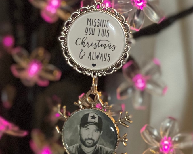 Christmas Tree Memorial Photo Bauble/Personalised/Missing You/Xmas/Memory/Ornament/Bauble/Decorations/Holidays/Snowflake/Snow Flake