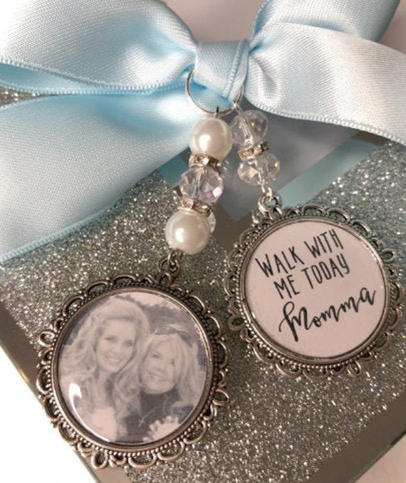 Memorial Photo Bouquet Charm, Swarovski Pearl Wedding Keepsake