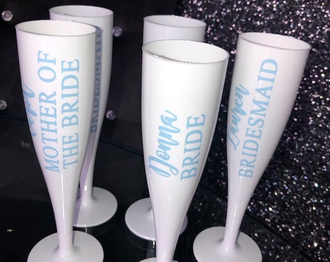 Personalised champagne flute transfers decal wedding hen do bridal bride do it your self diy champagne wine glass vinyl sticker rose gold