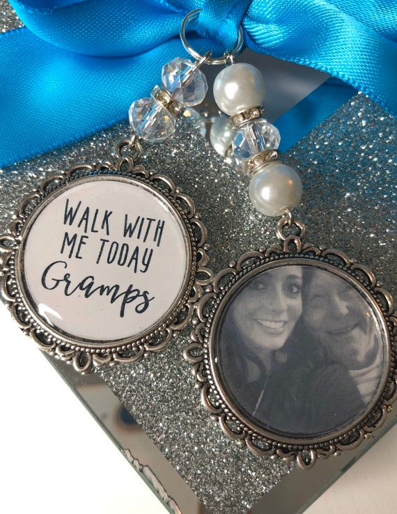 Walk with me today dad loving memory charm locket brooch.Personalised with any photo.Ideal for wedding,bride.memorial keepsake,Swarovski