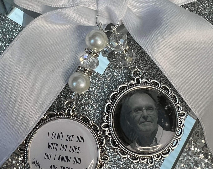 I Can’t See You With My Eyes/Loving Memory/Memory Charm/Memorial/Locket/Brooch/Personalised With Any Photo/Bride/Wedding/Heaven