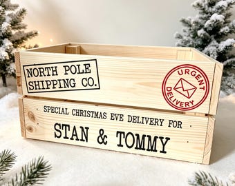 Personalised festive Christmas Xmas Eve Crate, Box, DIY Sticker transfer vinyl decal kit  -  (Crate not included - DIY Sticker kit only)