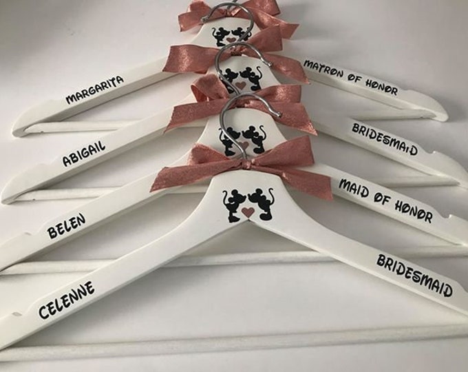 Disney Personalised Wedding Hangers DIY Decal Stickers/Bride/Bridesmaid/Vinyl Transfers/Disney Land/Mickey/Minnie/Dress Hanger NOT included