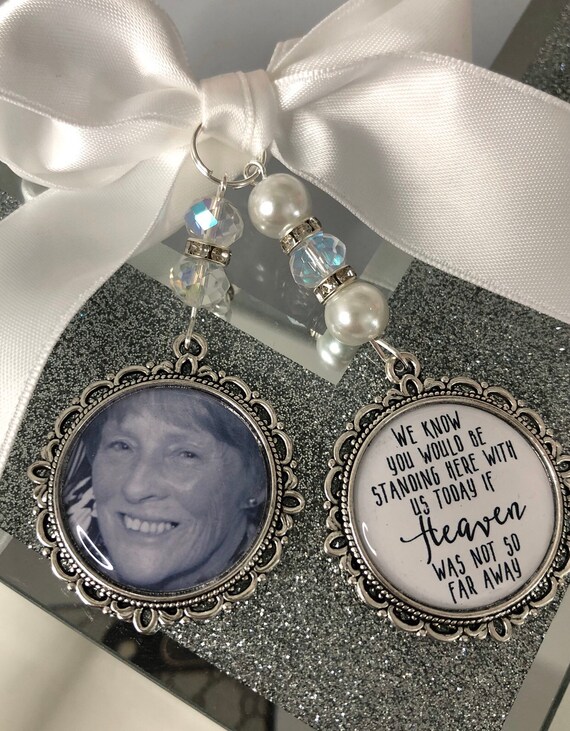 Memory heaven charm bouquet heaven weren't so far away wasnt so far away as seen in OK magazine poem and photo pearl beads something blue