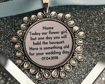 Bridesmaid flower girl charm gift bouquet charm today keepsake thank you locket brooch something old one day you will hold the bouquet I Do