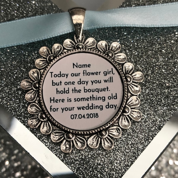Bridesmaid flower girl charm gift bouquet charm today keepsake thank you locket brooch something old one day you will hold the bouquet I Do