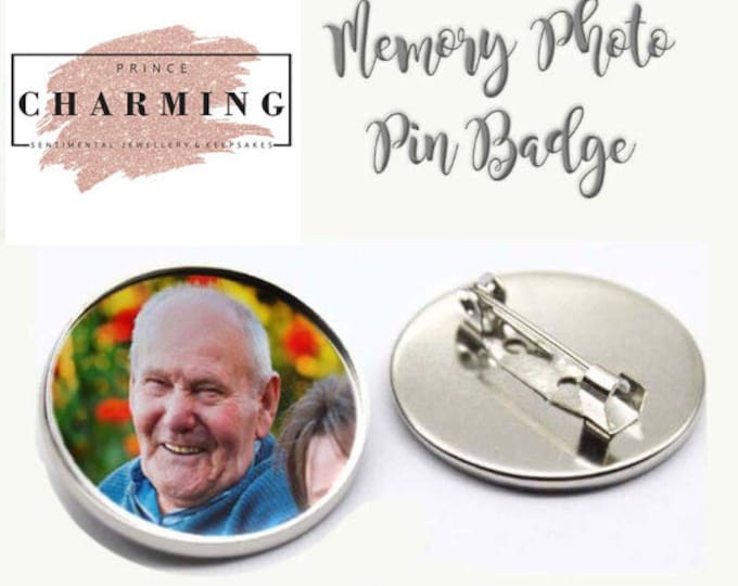 Photo lapel pin badge charm brooch with any photo/wedding/memorial/memory/keepsake/bride/groom/father of the bride/personalized pin/bridal