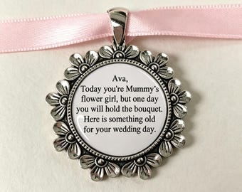 Personalised Wedding bouquet charm brooch something old pendant charm custom made keepsake gift mummy's mommy's mammy's flower girl