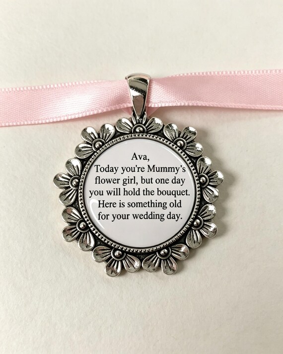 Personalised Wedding bouquet charm brooch something old pendant charm custom made keepsake gift mummy's mommy's mammy's flower girl
