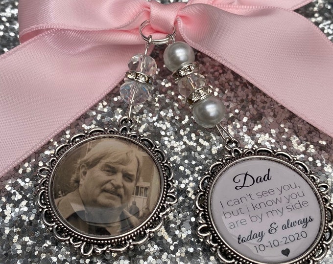 Heaven those we love memory bouquet charm Photo Charm Wedding Charm memory charm wedding bride something blue